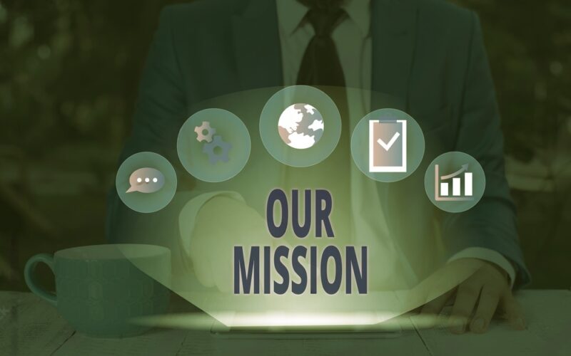 Word writing text Our Mission. Business photo showcasing A written declaration of an organization s is core purpose